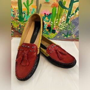 VANELI women's driver loafer flats, leather with tassel, multicolor size 7A